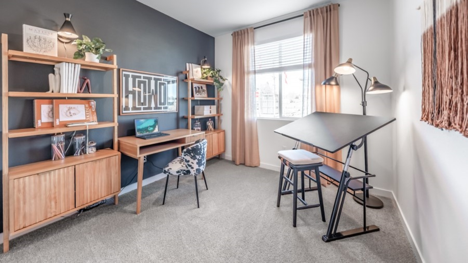 Secondary bedroom on the first floor decorated as an office