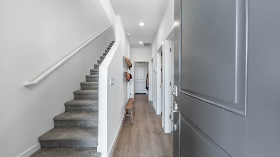 First floor entry to hallway and secondary bedrooms