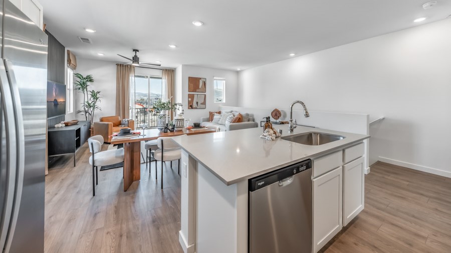 Large kitchen island with dishwasher and sink