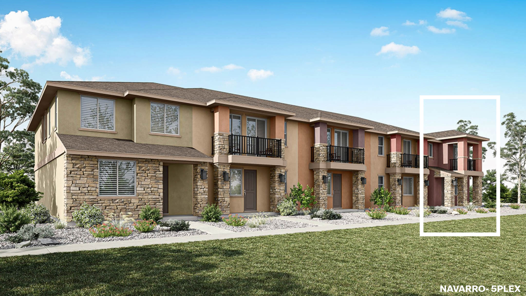 Rendering of the front of a five plex