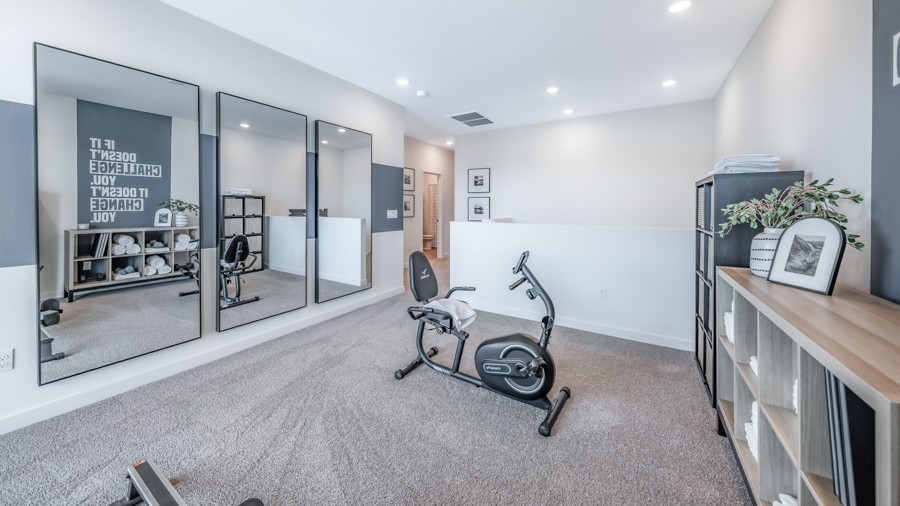 Large loft with enough room for workout equipment