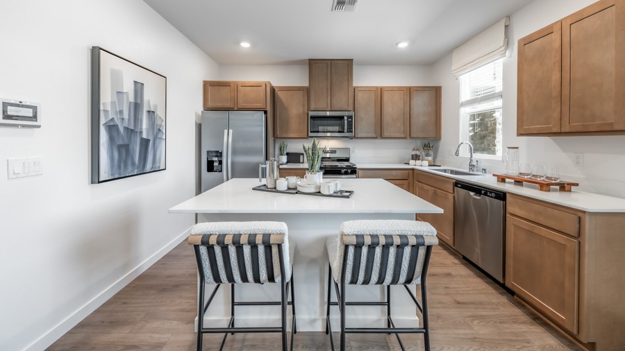 Large kitchen island and shaker cabinets