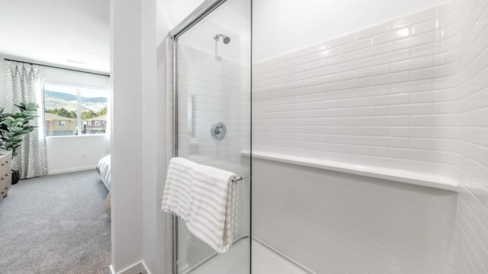 Large walk in shower in primary bathroom