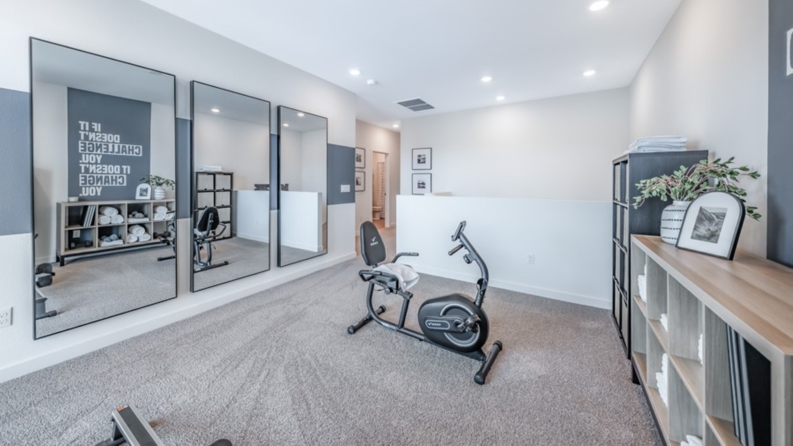 Large loft with enough room for workout equipment