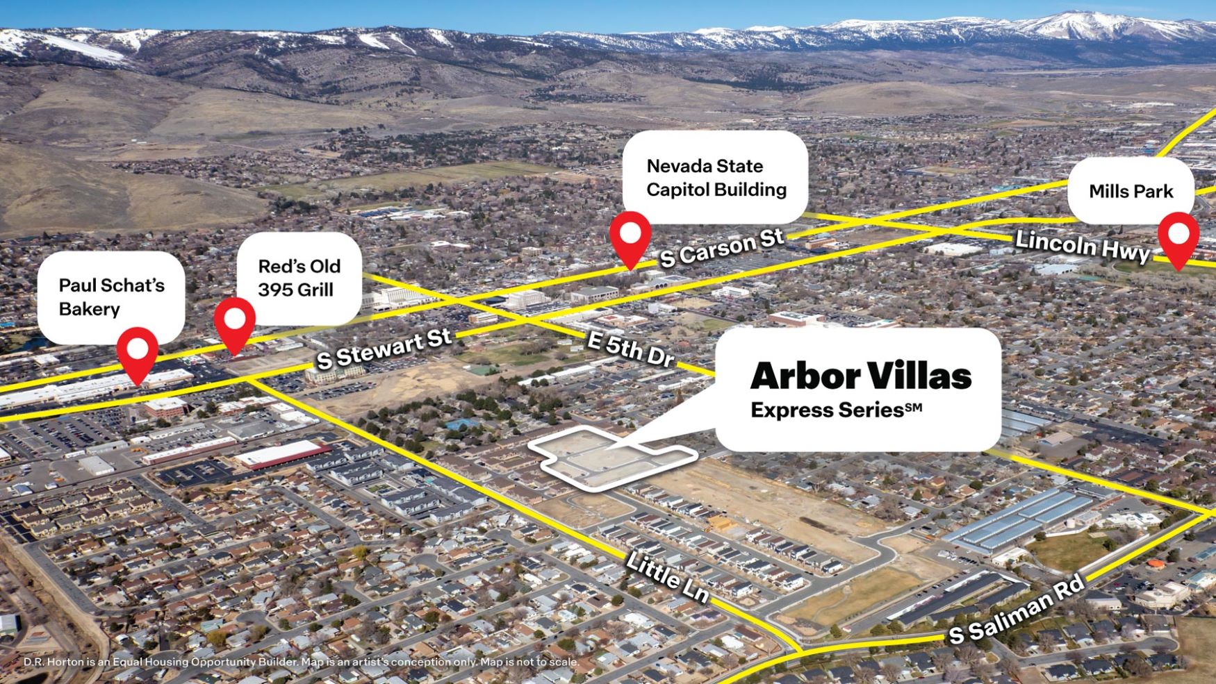 Aerial of Arbor Villas community and amenities nearby