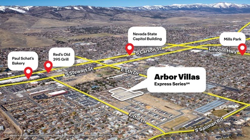Aerial of Arbor Villas community and amenities nearby