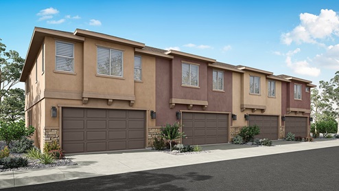 Rendering of the back of a fourplex