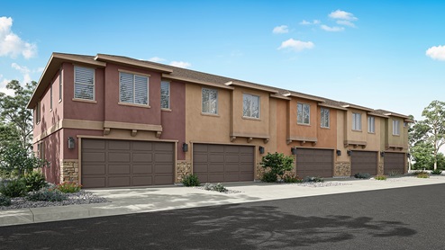 Rendering of the back of a five plex