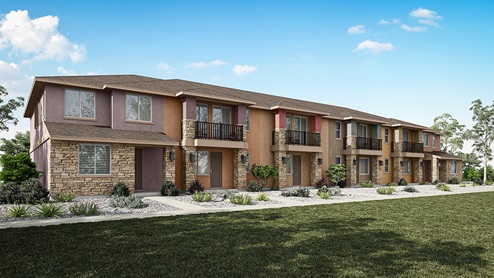 Rendering of the front of a six plex