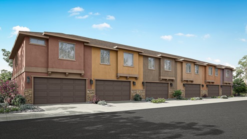 Rendering of the back of a six plex