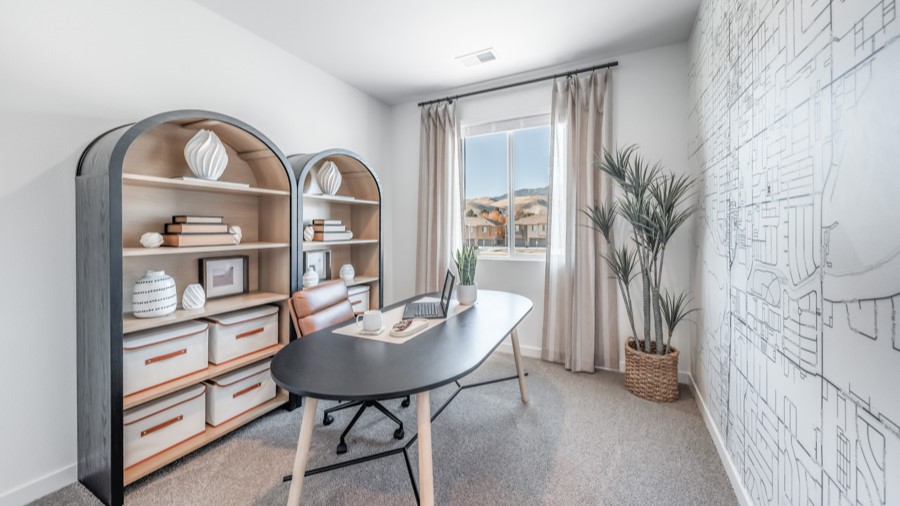 Secondary bedroom decorated as an office