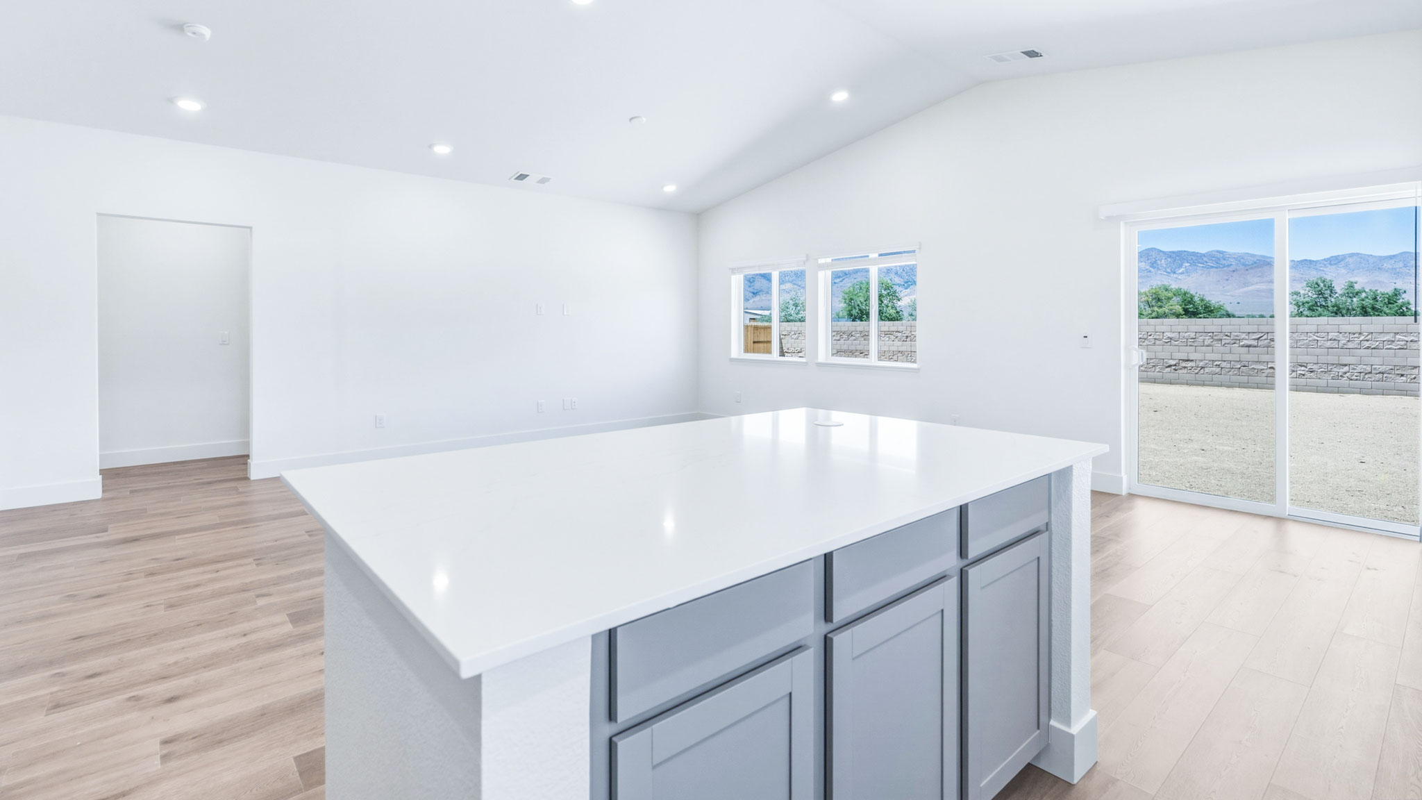 Kitchen island looking out towards the great room