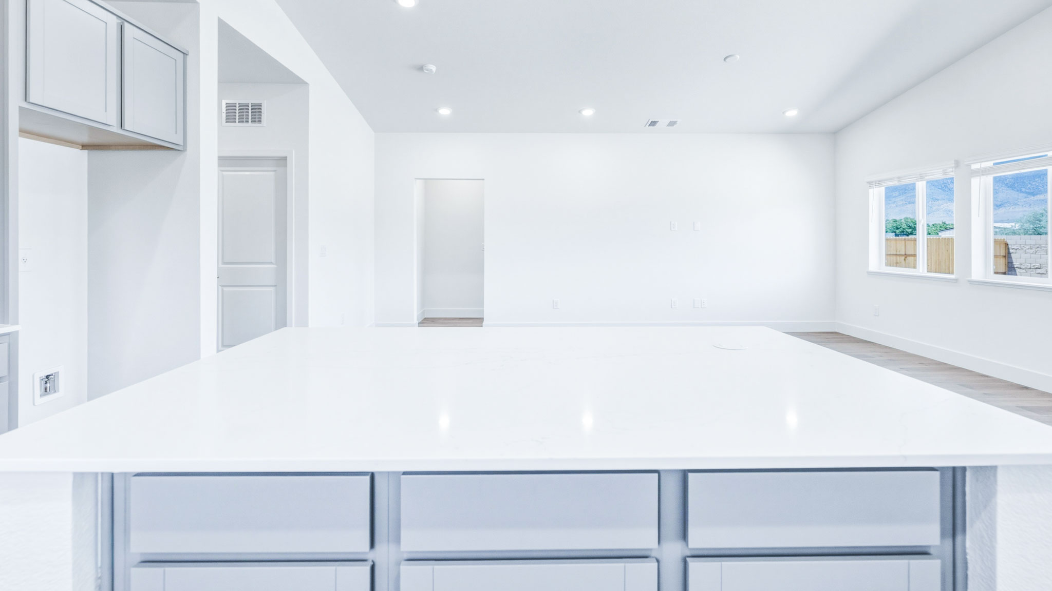 Big kitchen island with cabinets