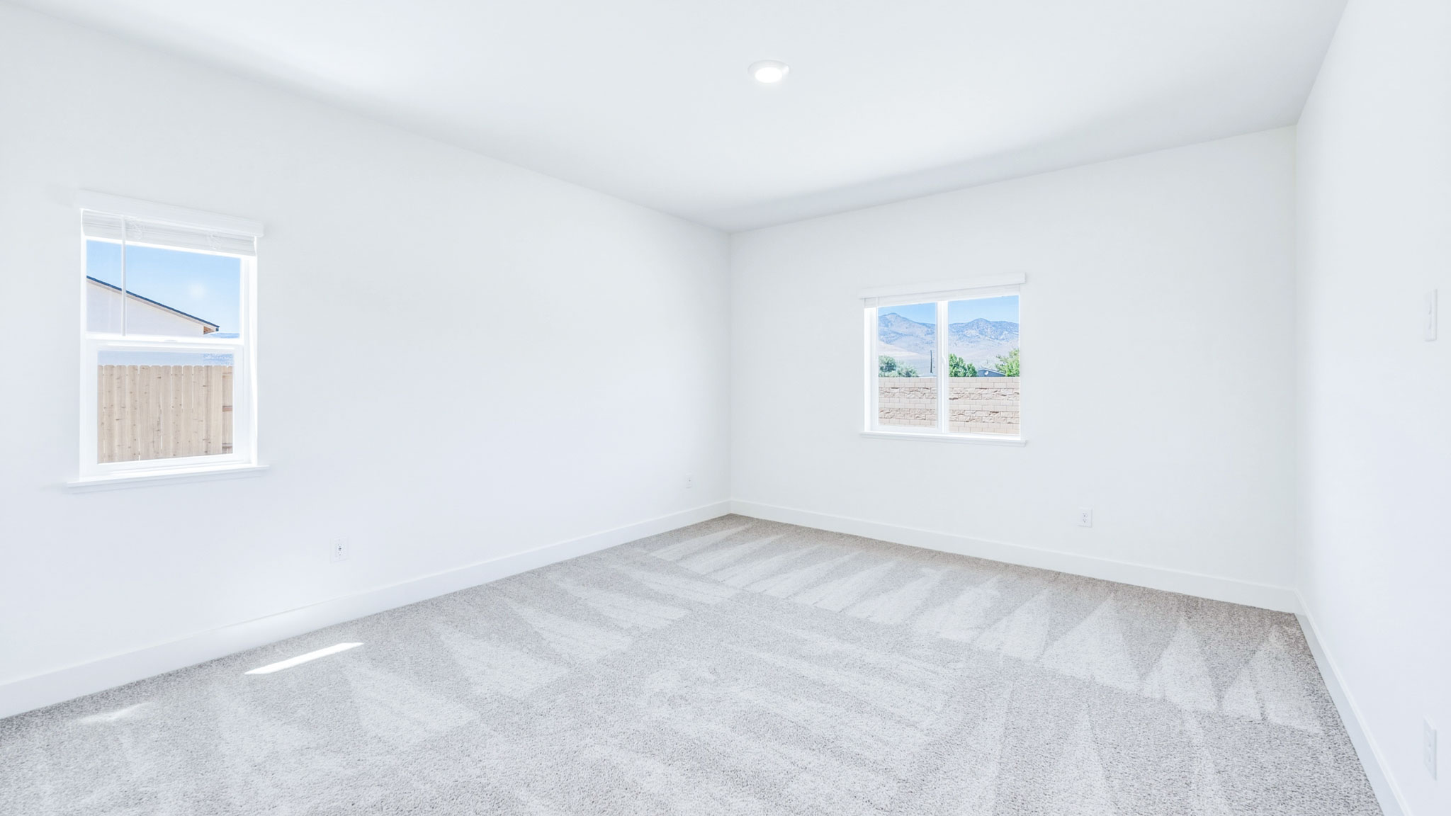 Bright carpeted primary bedroom