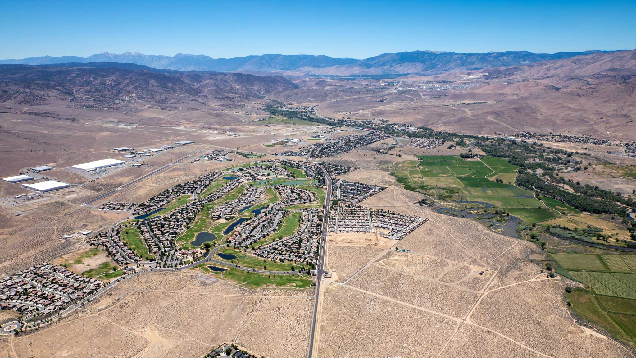 Aerial of Dayton with golf course