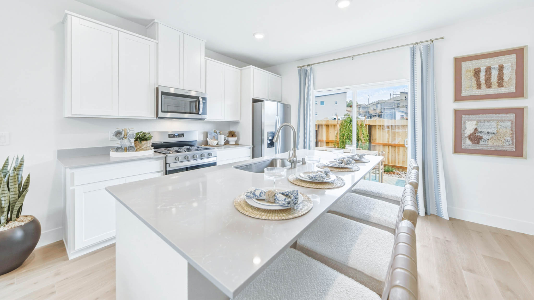 Kitchen island with enough room for four barstools