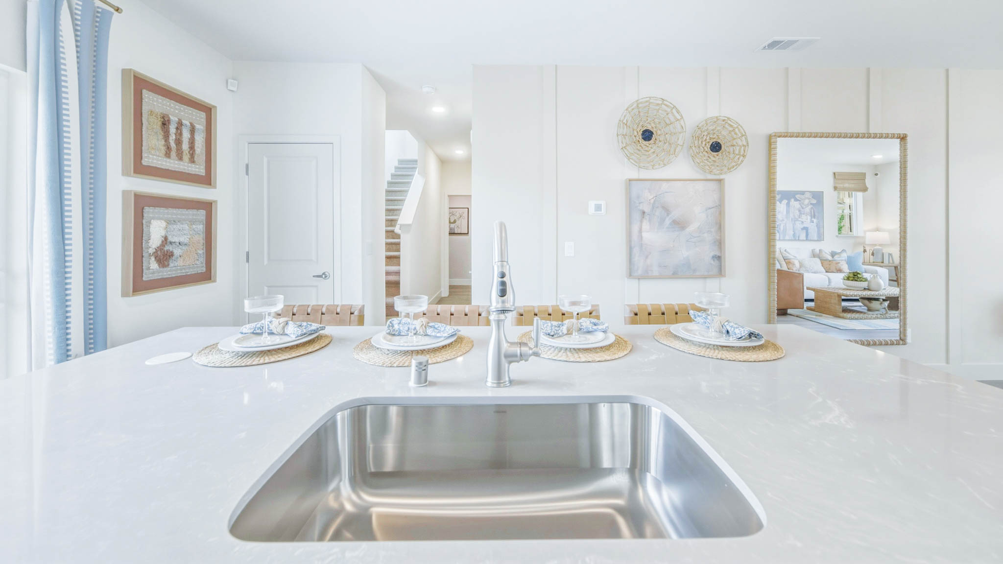 Kitchen island with large single basin sink