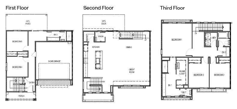 Standard 2501 3 story floorplan