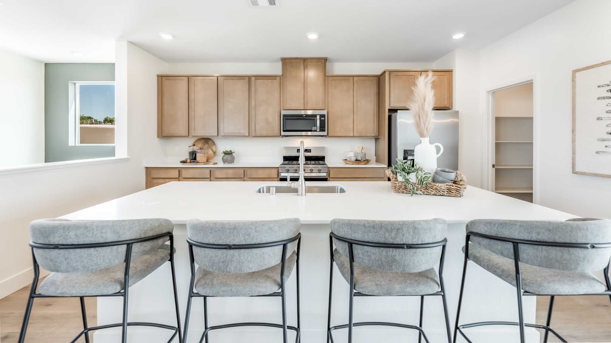 Large island with enough room for 3 barstools