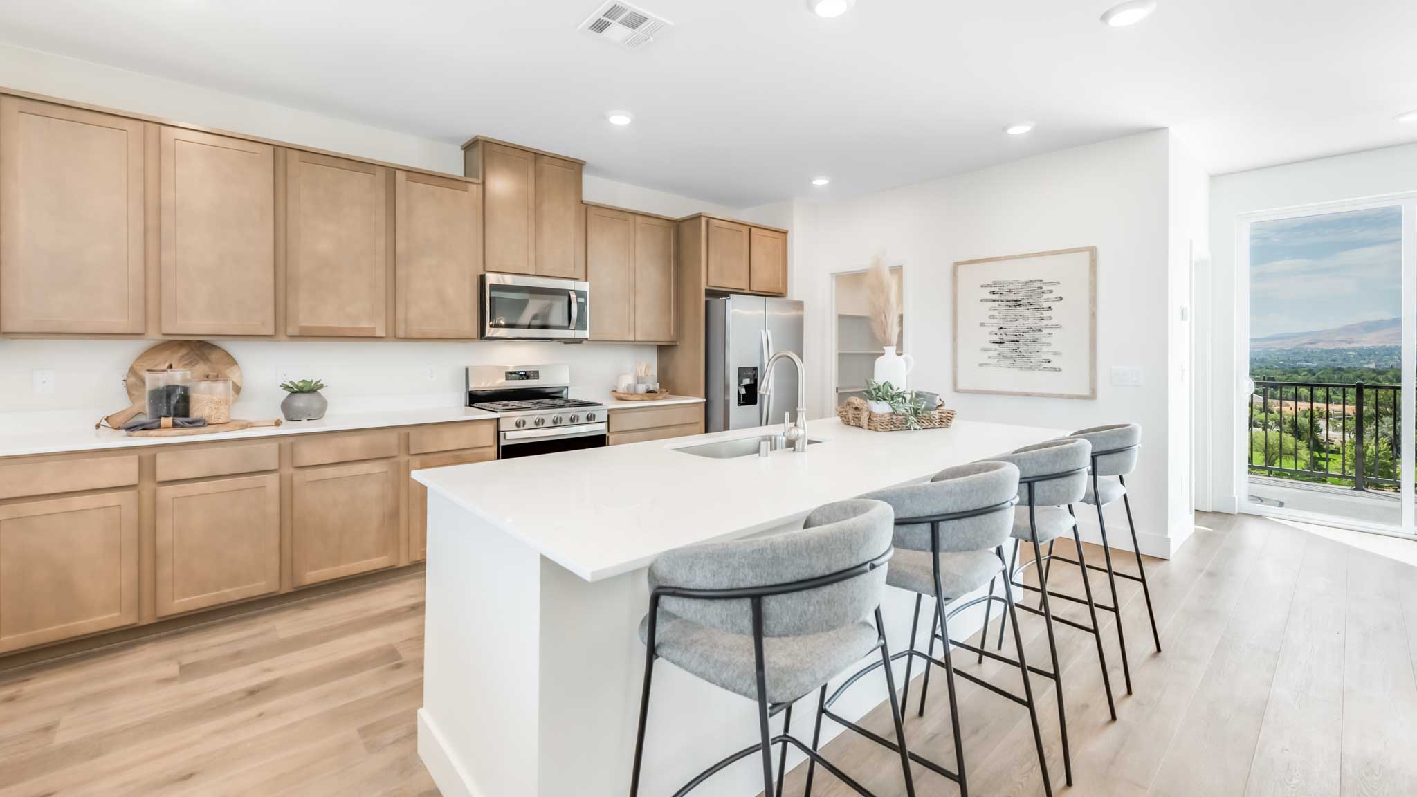 Open concept kitchen with a large island