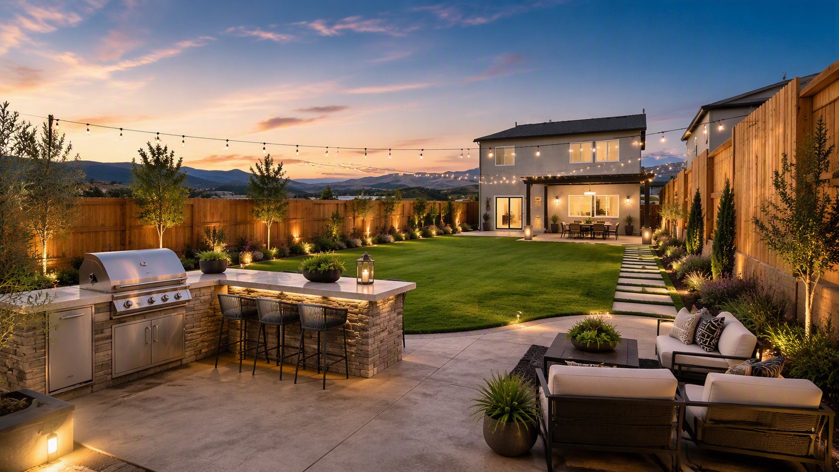 Virtually staged backyard