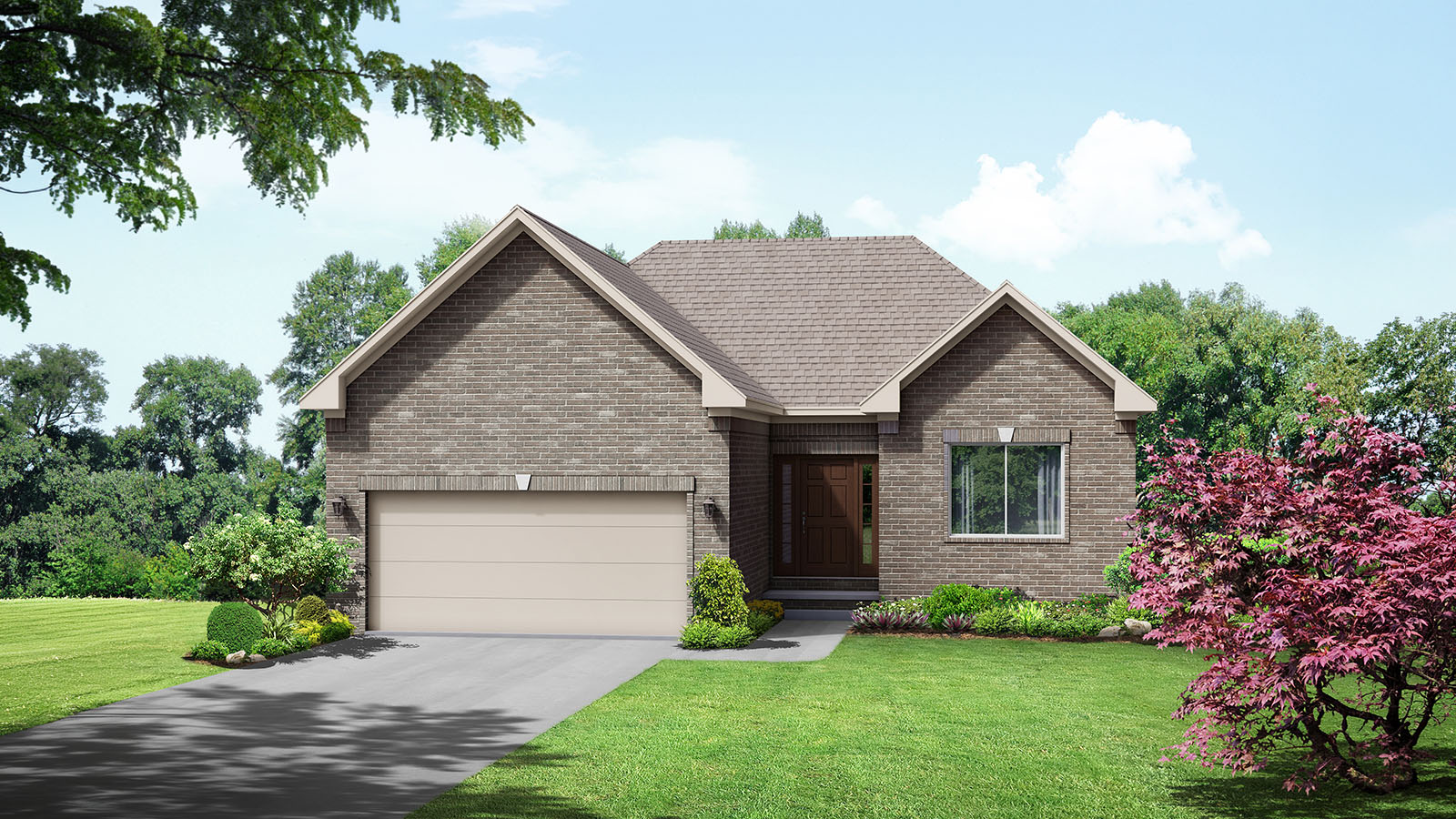 Brick home with two car garage