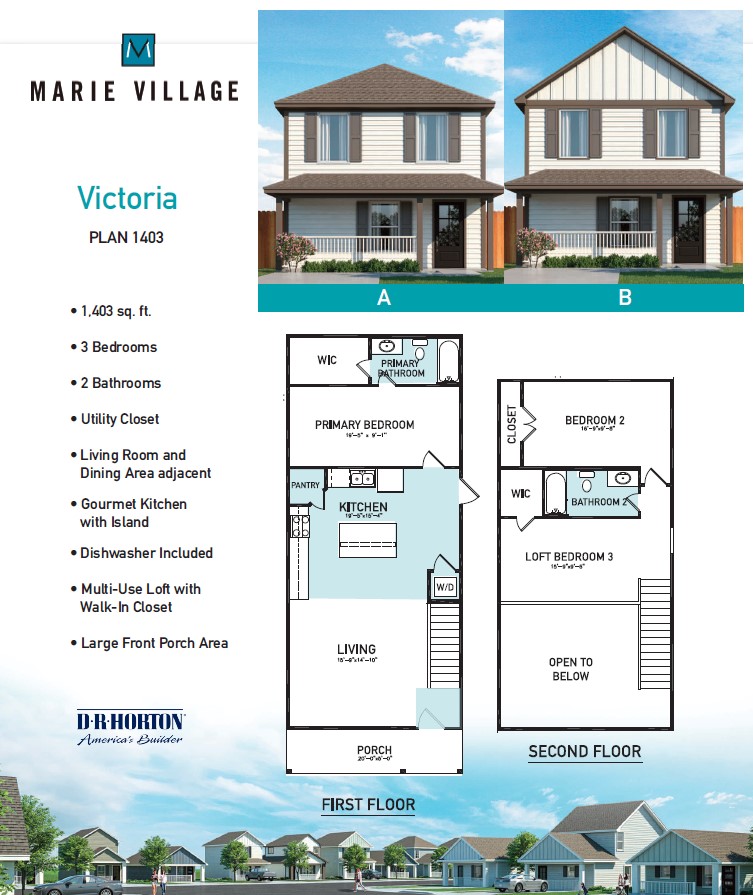 Floor Plan in Marie Village Conroe, TX D.R. Horton