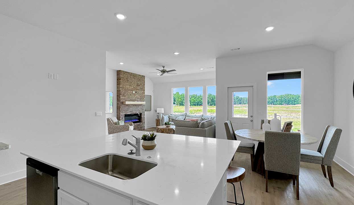 Kitchen open to living area