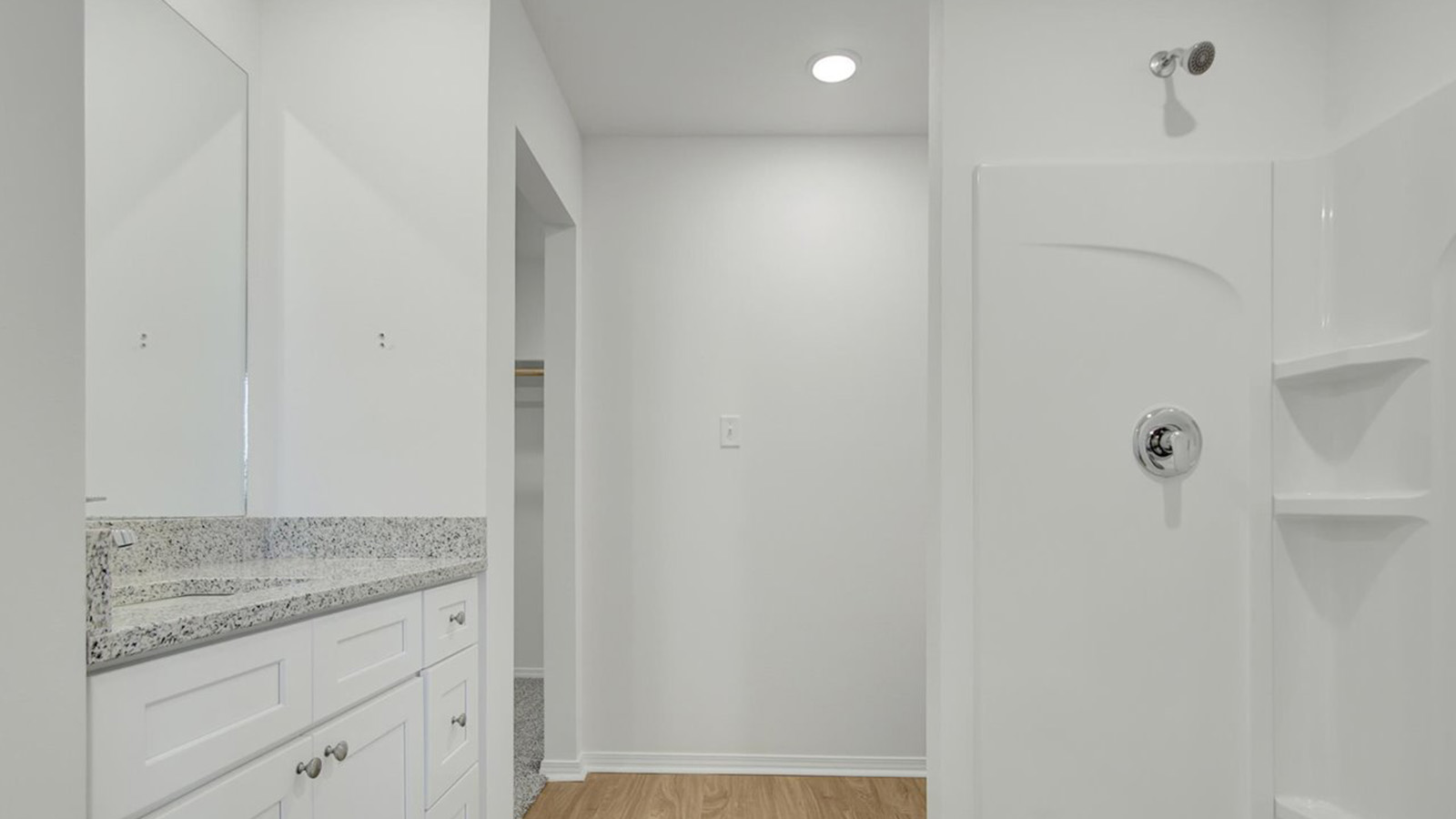 Bathroom one with shower and vanity