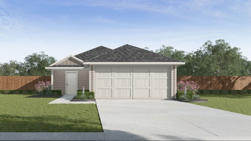 Single story home with siding and two car garage