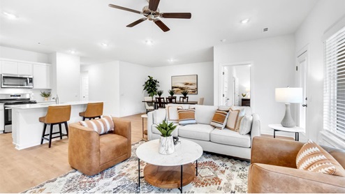 living area open to kitchen