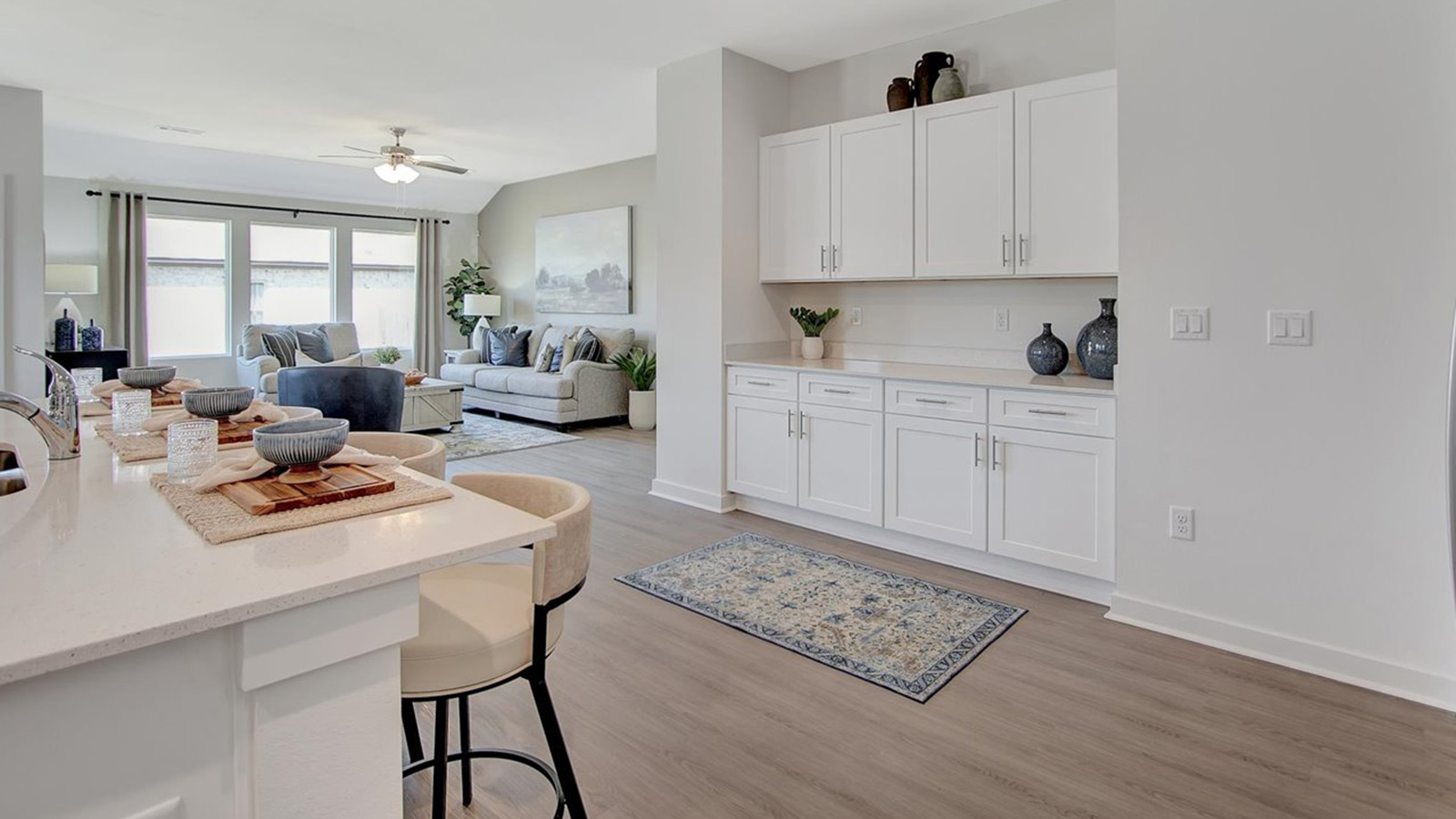 Kitchen island open to build in cabinets