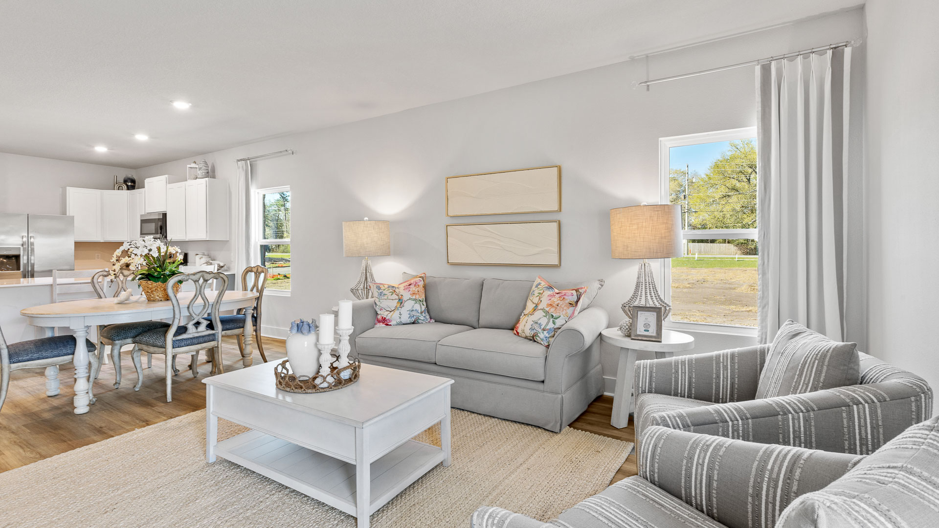 The Camilla Floorplan living room with EVP flooring throughout