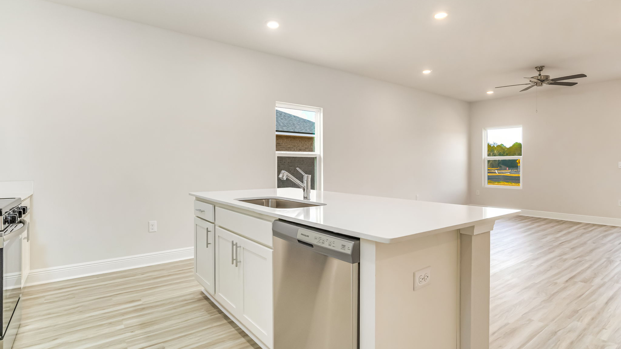 The Delilah kitchen island with stainless steel appliances