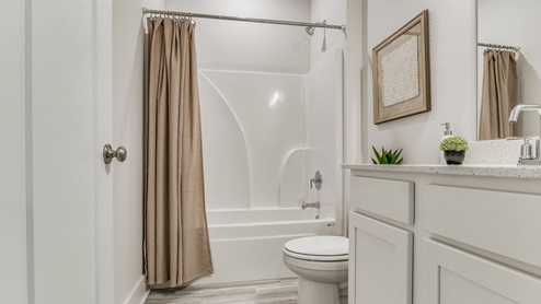 The Riverside floorplan guest bathroom with shower tub combo