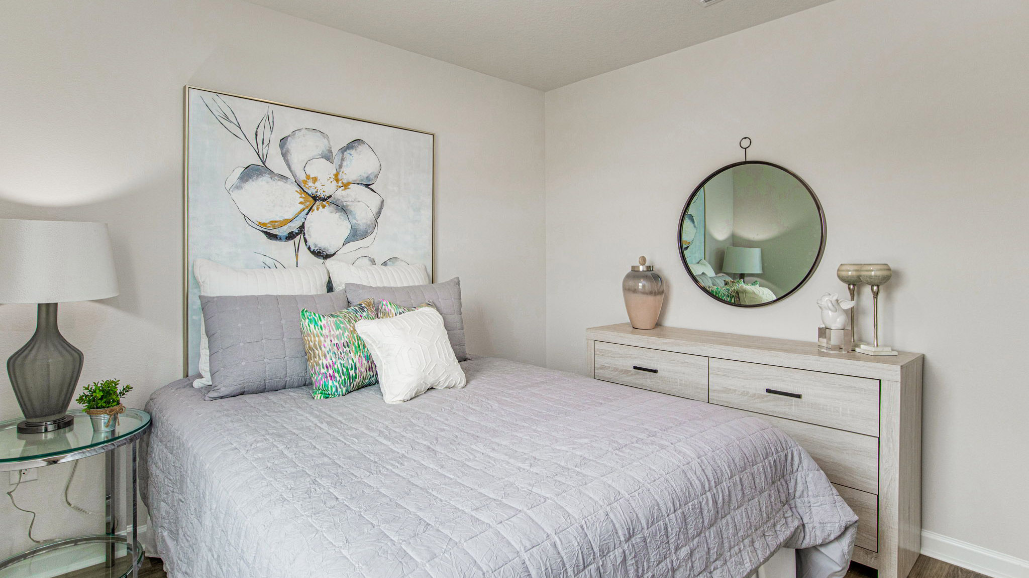 The Sullivan guest bedroom two with EVP flooring throughout