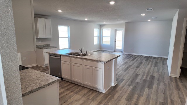 The Lakeside floorplan open concept living, dining and kitchen space