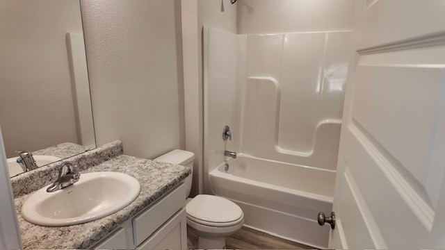 The Lakeside floorplan guest bathroom two with shower and tub combo