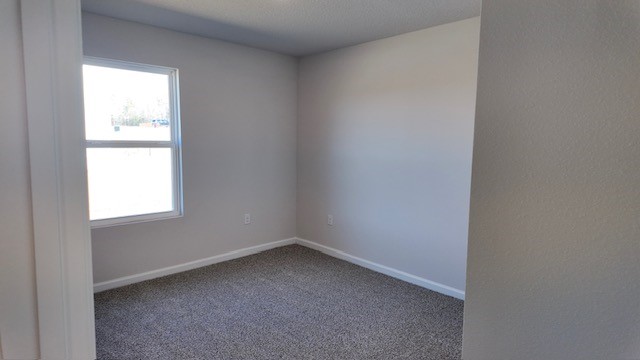 The Lakeside floorplan guest bedroom one with carpet throughout