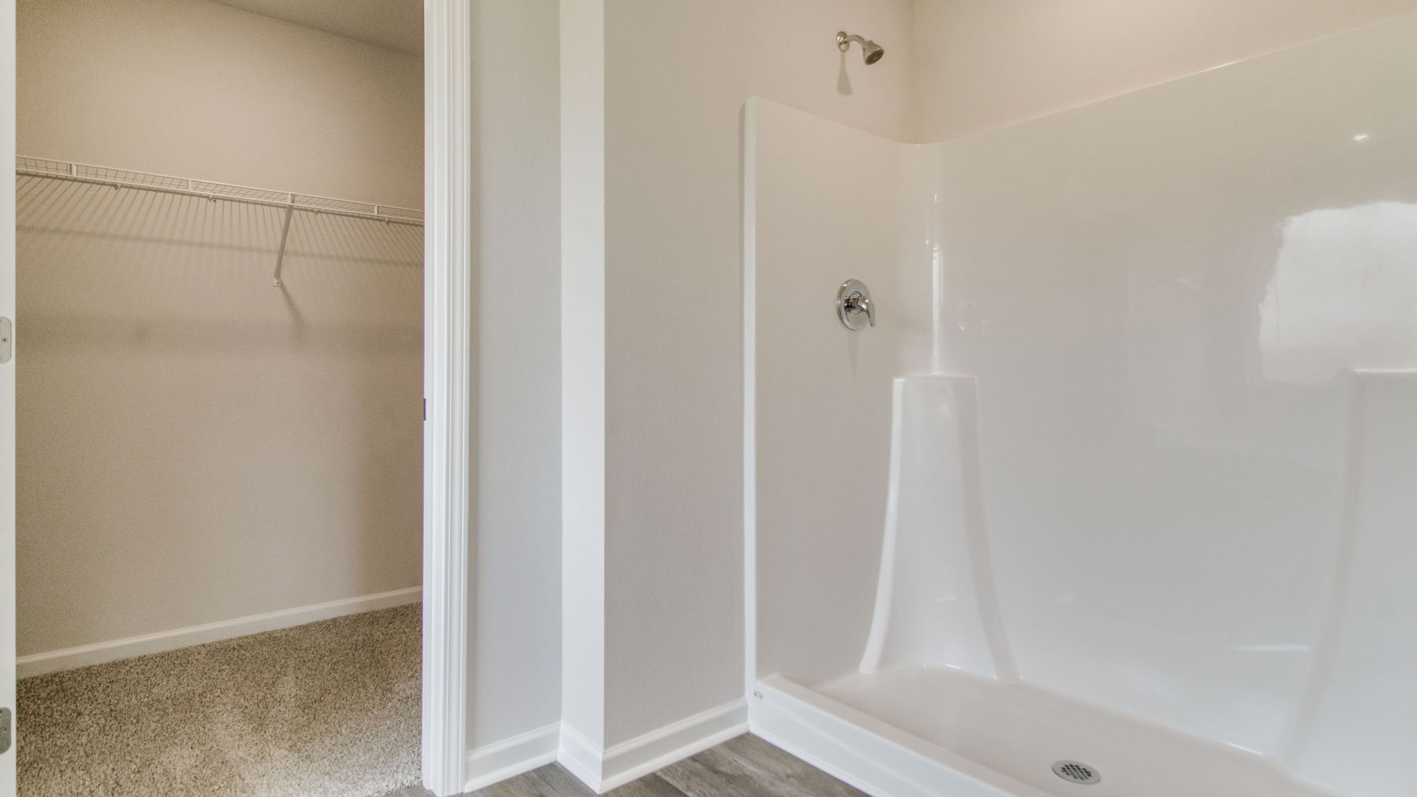 The Sawyer floorplan primary bathroom with walk-in shower