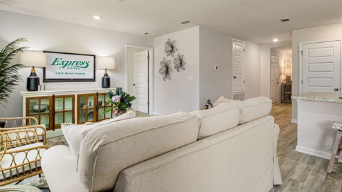 The Freeport living room with EVP flooring