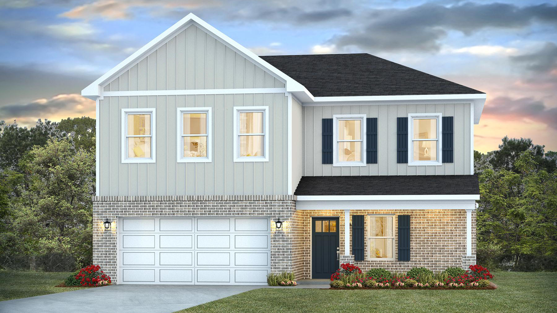 The Belfor A with brick and Hardie exterior