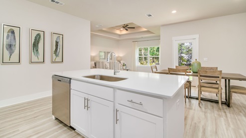 The Rhett kitchen with white shaker style cabinets