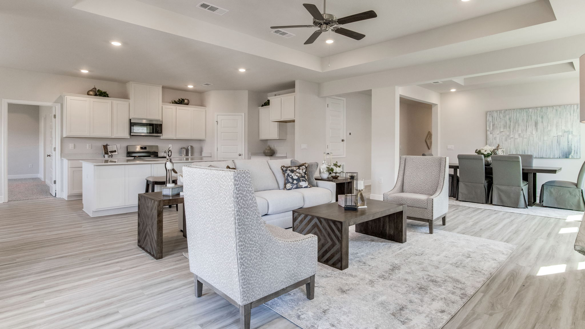 The Camden floorplan open concept living room and kitchen space