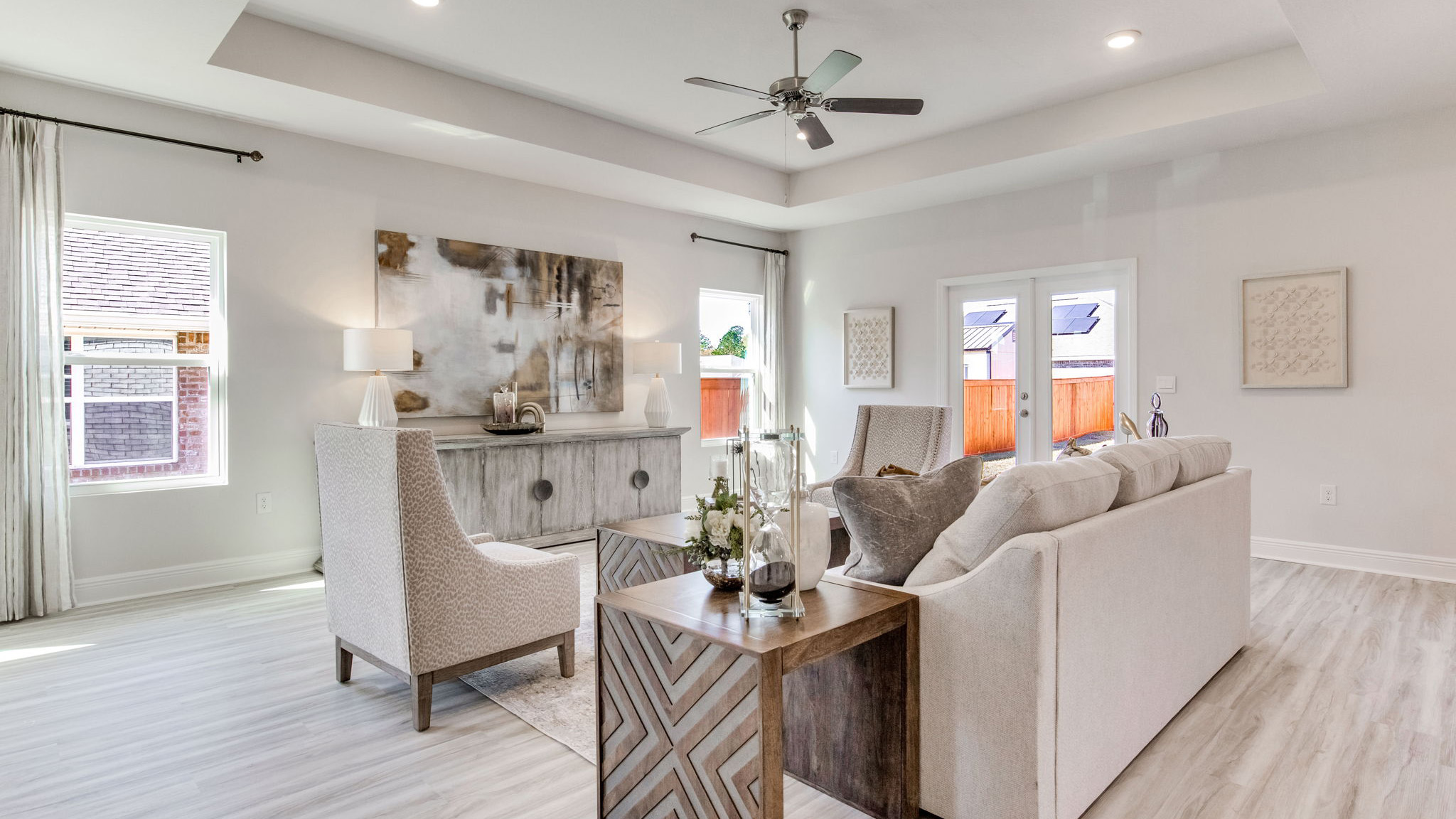 The Camden floorplan living room with EVP flooring throughout