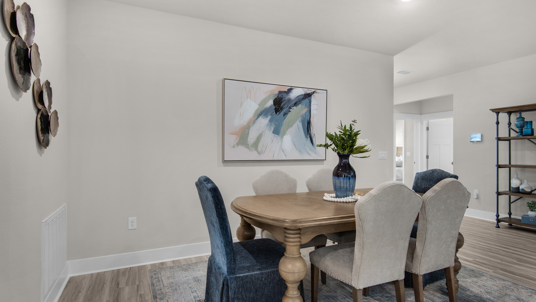 The Destin floorplan open concept dining and living room space