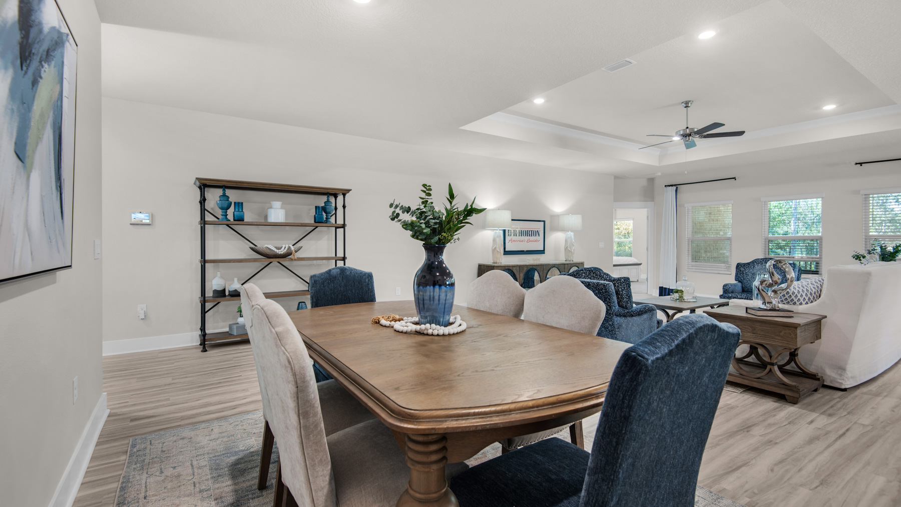 The Destin floorplan open concept dining and living room space