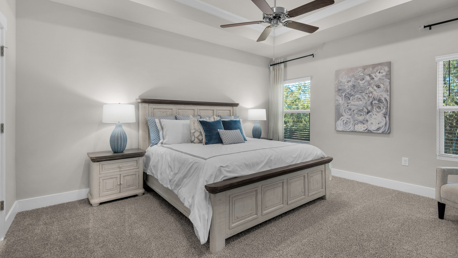 The Destin floorplan primary bedroom with carpet throughout