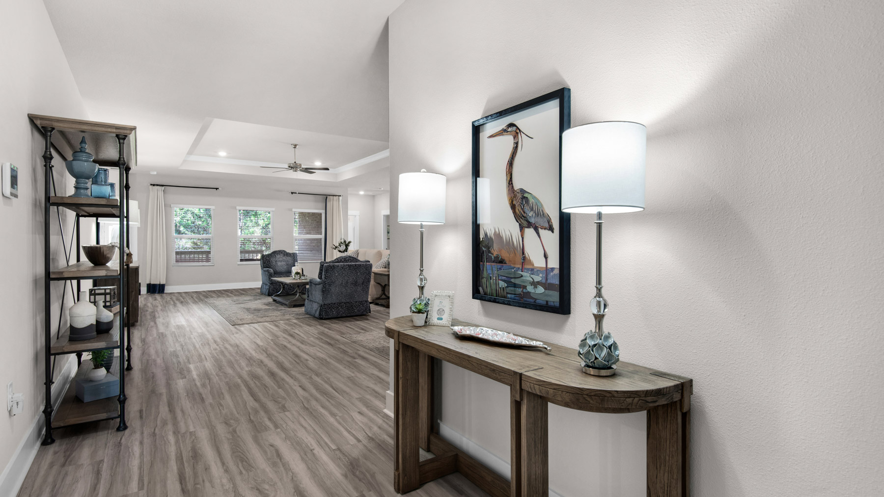 The Destin floorplan entry way with EVP flooring throughout