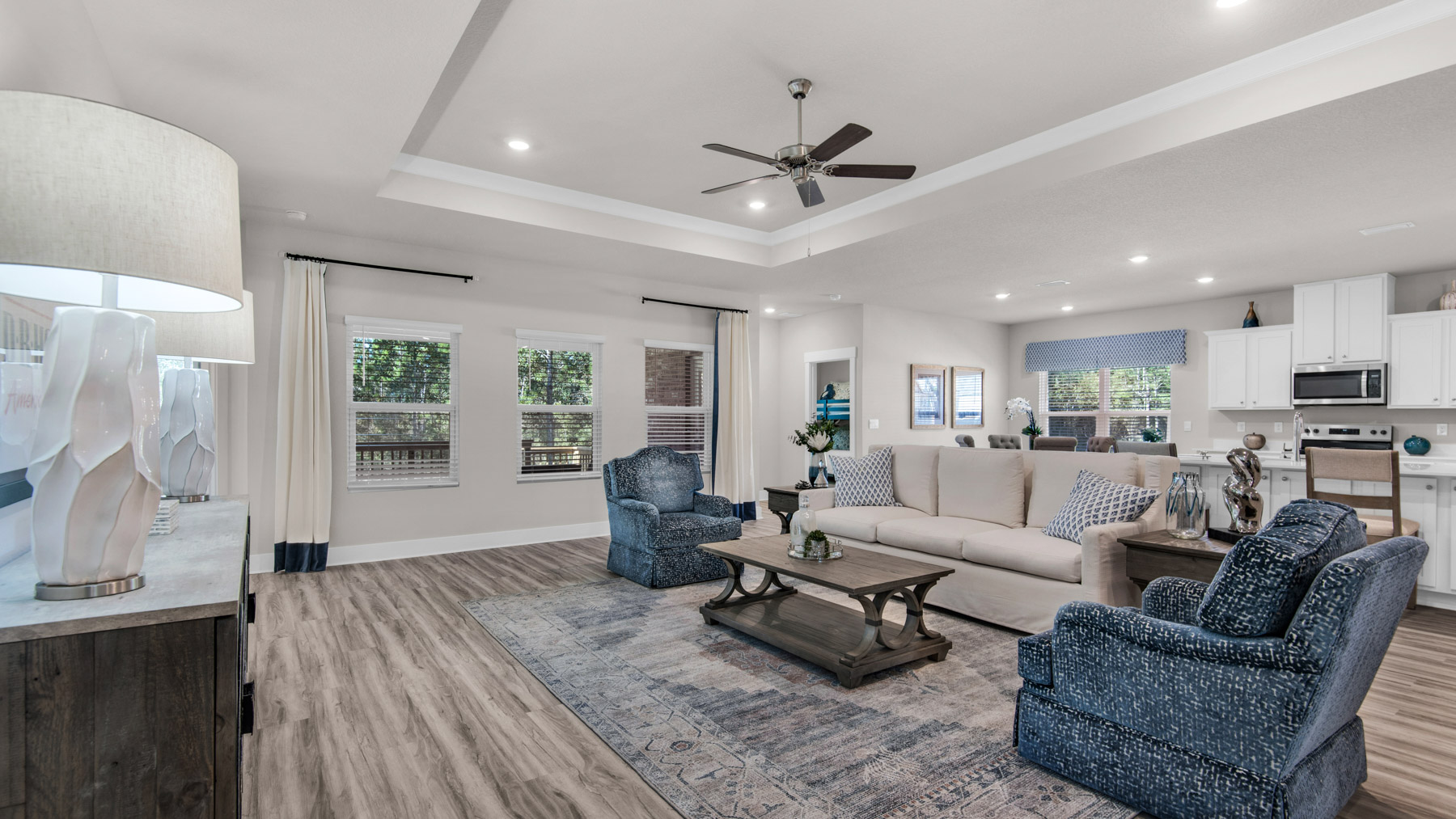 The Destin floorplan living room with EVP flooring throughout